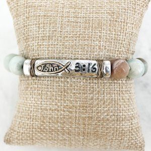 ' Amazonite Beaded Bracelet- 'JOHN 3:16
